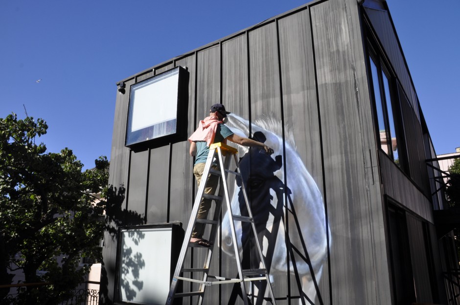 Peter works on our streetart